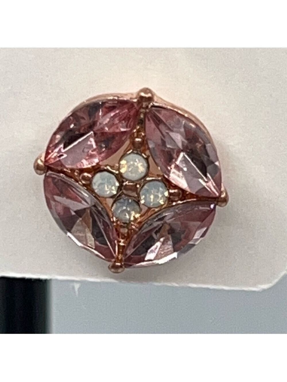 Pink Crystal Post Earrings Rose Gold